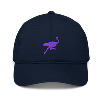 Nostrich organic bitcoin dad hat in Pacific, front view.
