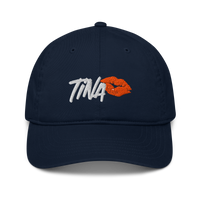 TINA organic bitcoin dad hat in Pacific, front view.