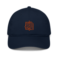Circuit Board organic bitcoin dad hat in Pacific, front view.