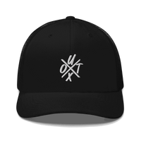 Black bitcoin trucker cap with UTXO management design and mesh back