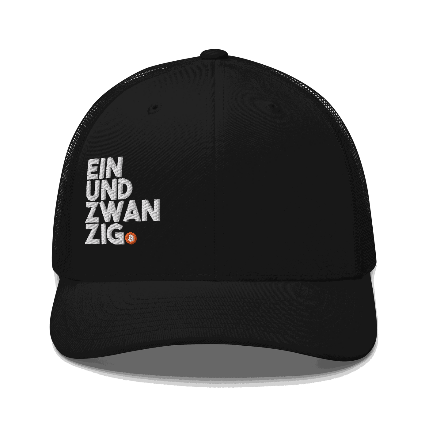 Einundzwanzig bitcoin trucker cap with mesh back and embroidered logo