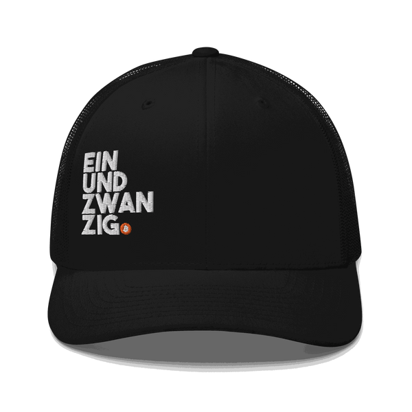 Einundzwanzig bitcoin trucker cap with mesh back and embroidered logo