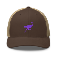 Nostrich nostr trucker cap in Brown/ Khaki, front view.