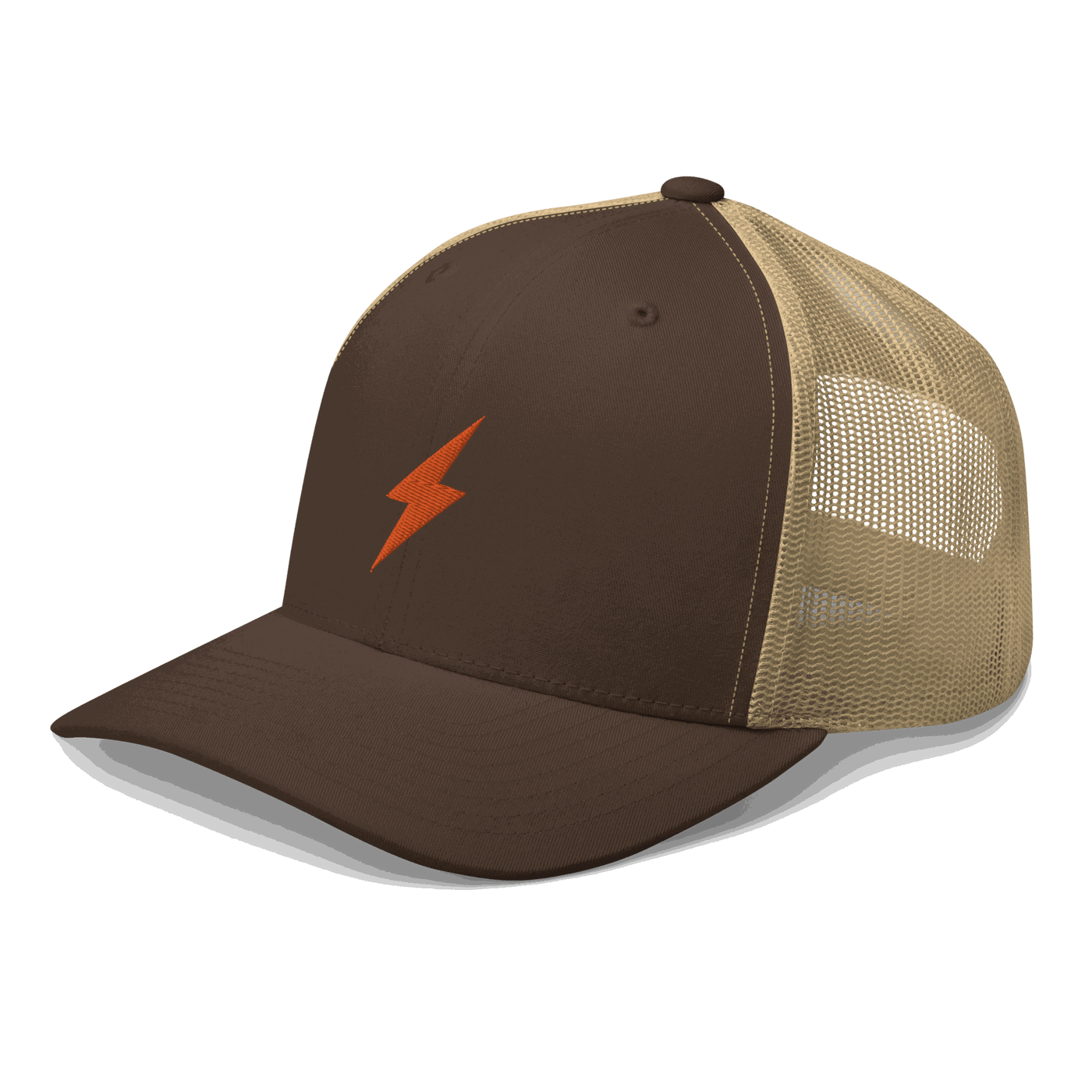 Black Lightning bitcoin trucker cap with mesh back and adjustable closure