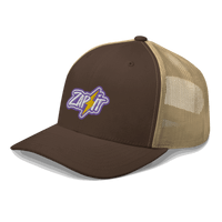Black Nostr trucker cap with mesh back and embroidered front logo