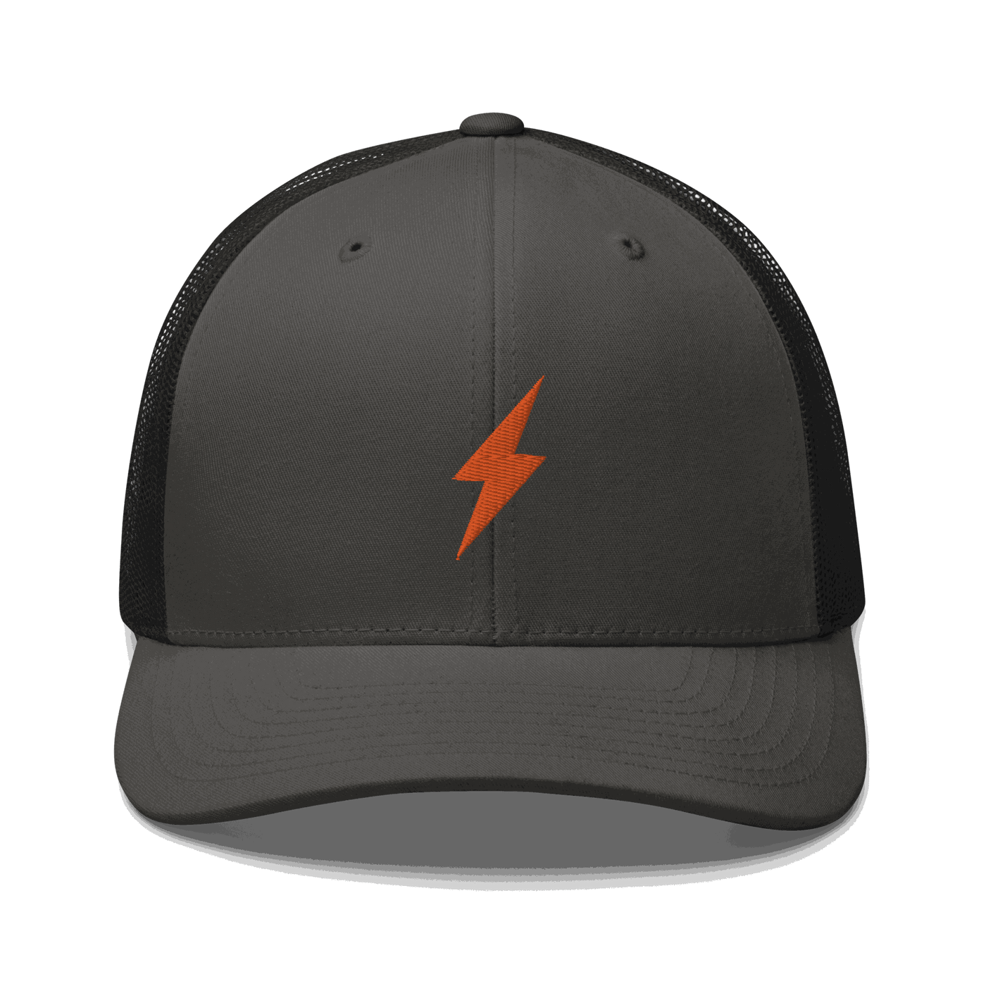 Black Lightning Bitcoin trucker cap with mesh back and adjustable closure