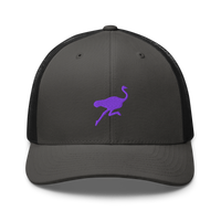 Nostrich nostr trucker cap in Charcoal/ Black, front view.