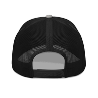 Black Einundzwanzig Bitcoin trucker cap with mesh back and embroidered logo