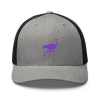 Nostrich nostr trucker cap in Heather/ Black, front view.