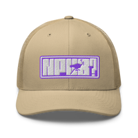 nPub? nostr trucker cap in Khaki, front view.