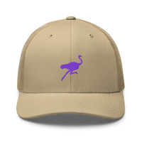 Nostrich nostr trucker cap in Khaki, front view.