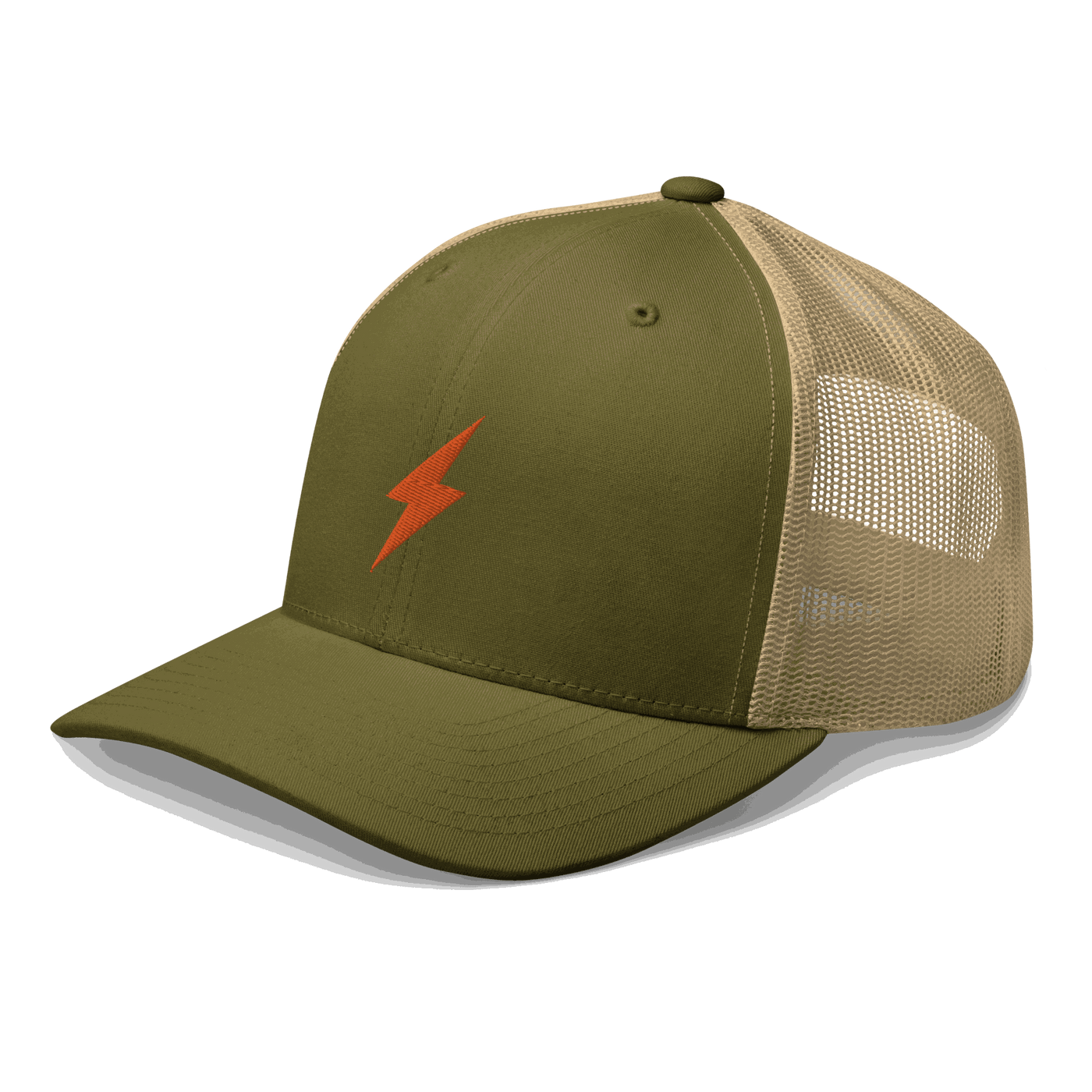 Black Lightning Bitcoin trucker cap with mesh back and embroidered logo