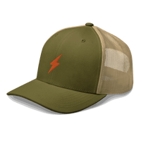 Black Lightning Bitcoin trucker cap with mesh back and embroidered logo