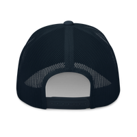 nPub? nostr trucker cap in Navy, back view.