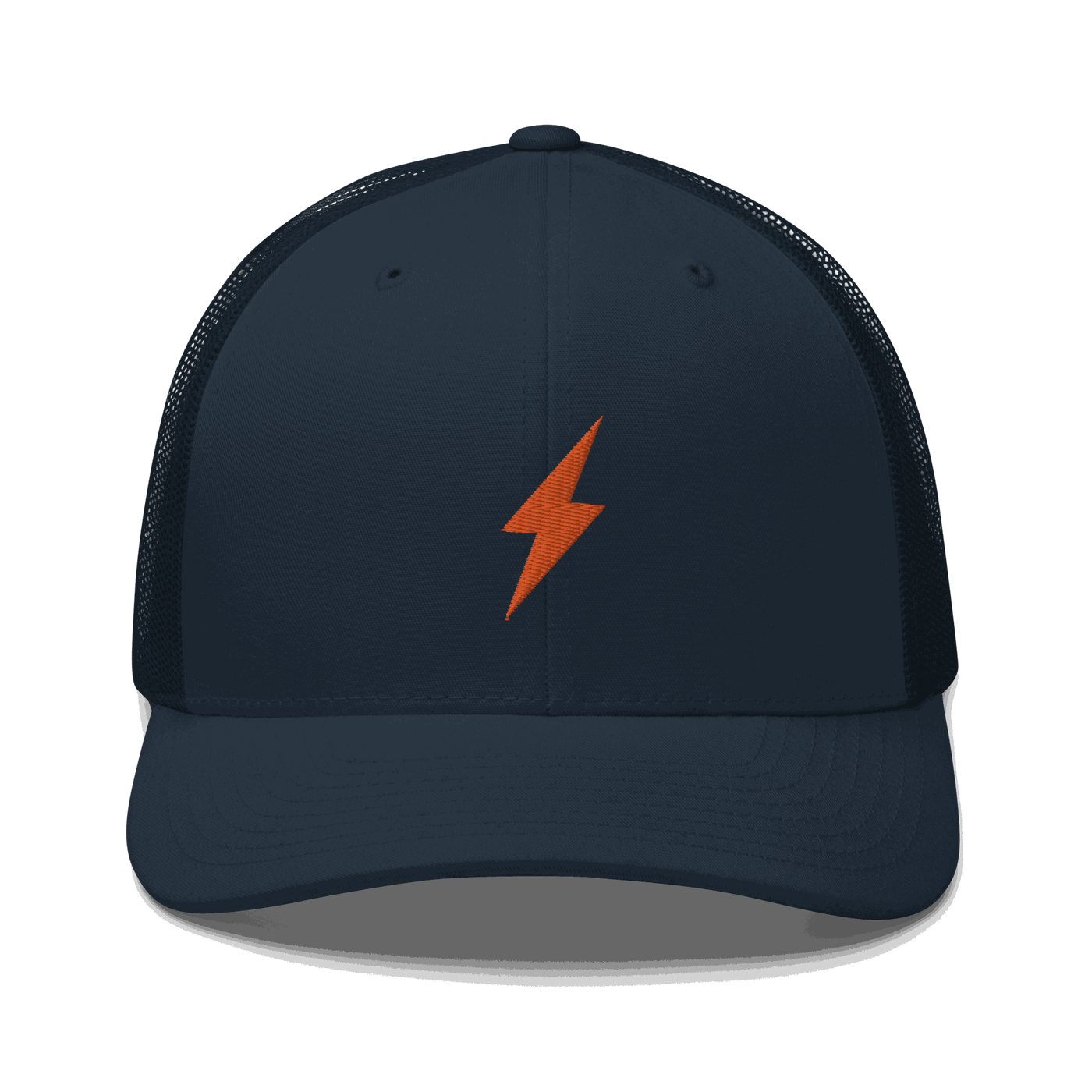 Black Lightning Bitcoin trucker cap with mesh back and adjustable closure