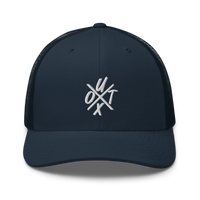 UTXO bitcoin trucker cap in Navy, front view.