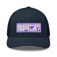 nPub? nostr trucker cap in Navy, front view.