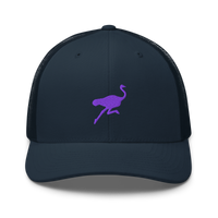 Nostrich nostr trucker cap in Navy, front view.