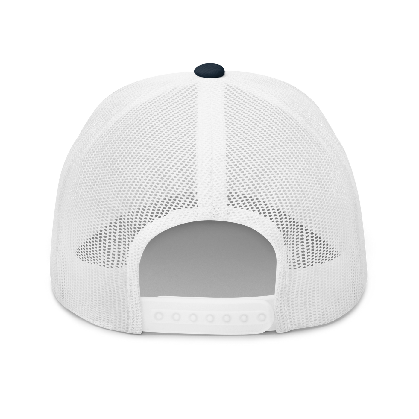 Einundzwanzig bitcoin trucker cap in Navy/ White, back view.