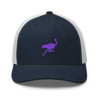 Nostrich nostr trucker cap in Navy/ White, front view.