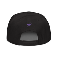 Back view of a black nostr snapback hat.