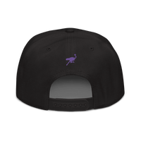 Back view of a black nostr snapback hat.