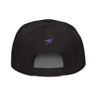 Back view of a black nostr snapback hat.