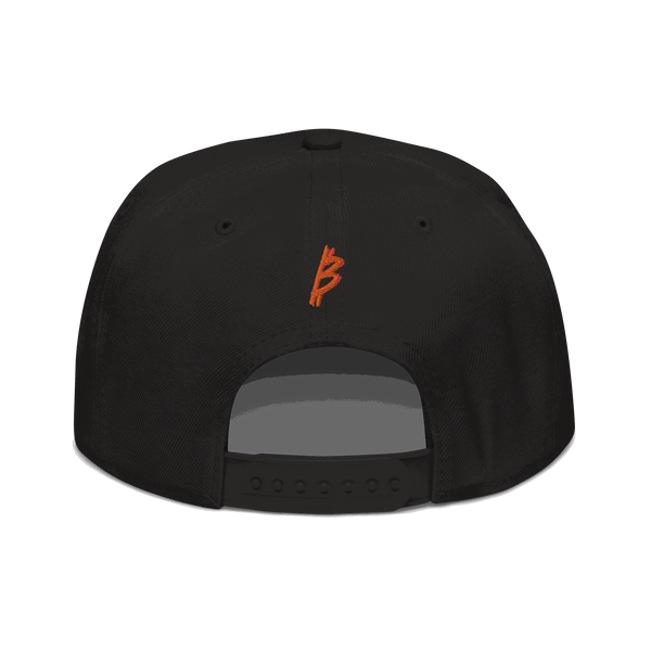 Black 21 Rebel Bitcoin snapback hat with flat visor and grey under visor