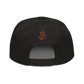 Back view of a black bitcoin snapback hat.