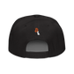 Back view of a black bitcoin snapback hat.