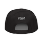 Back view of a black bitcoin snapback hat.