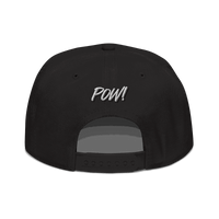 Back view of a black bitcoin snapback hat.