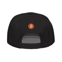 Black Einundzwanzig bitcoin snapback hat with flat grey under visor and adjustable snap closure
