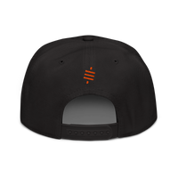 Sats Symbol bitcoin snapback hat in Black, back view.