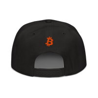 Emergency Exit bitcoin snapback hat in Black, back view.