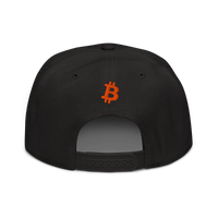 Bitcoin B bitcoin snapback hat in Black, back view.