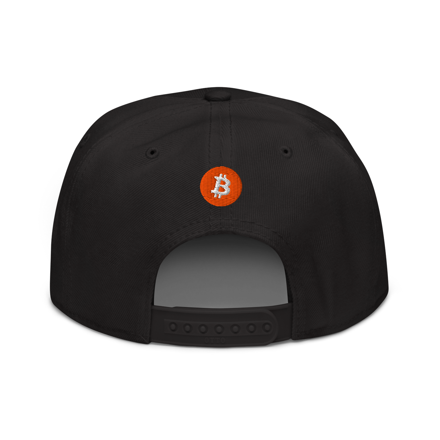Einundzwanzig bitcoin snapback hat in Black, back view.