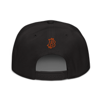 Circuit Board bitcoin snapback hat in Black, back view.