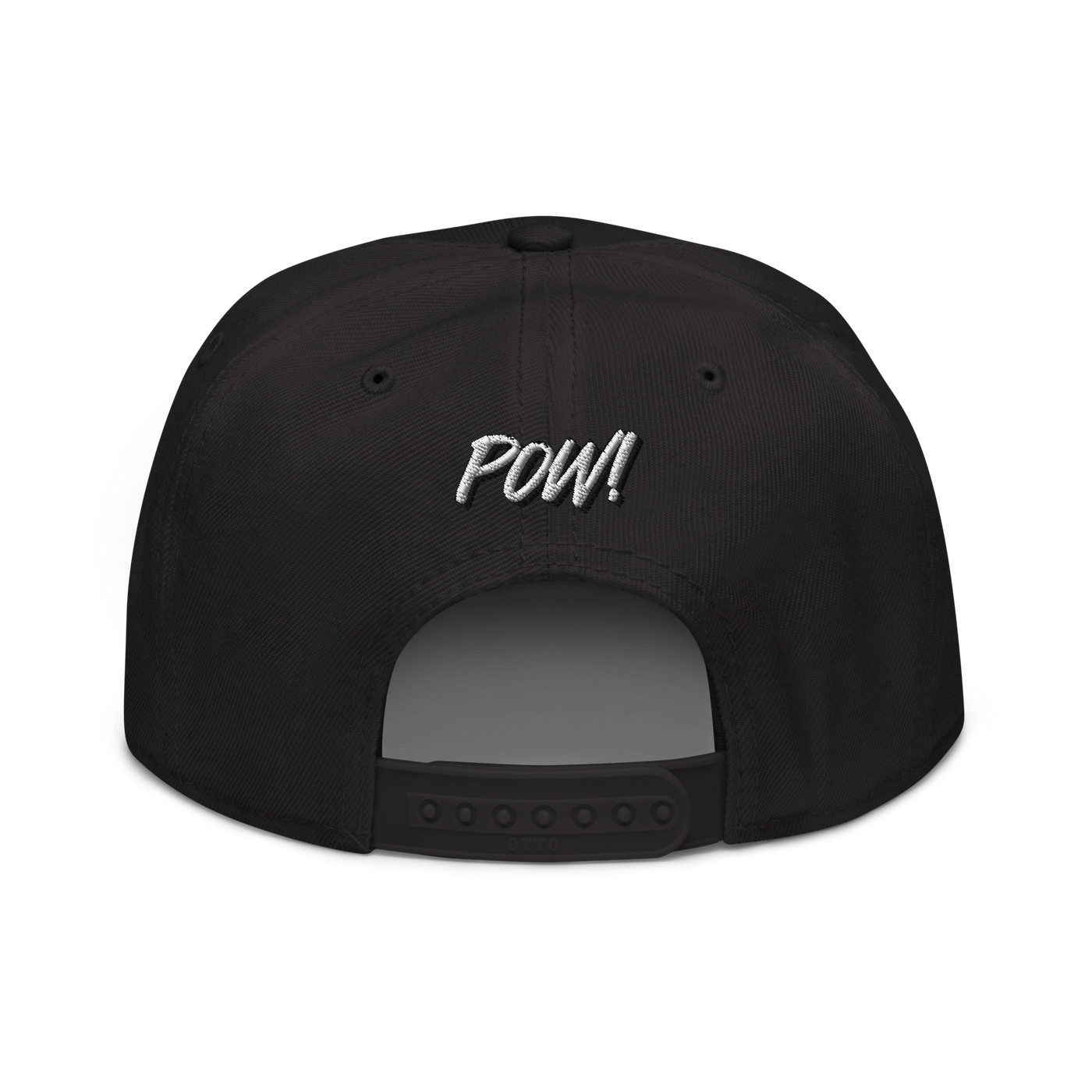 POW! Bitcoin-Snapback-Cap in Schwarz, Rückansicht.