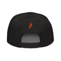 21 Rebel bitcoin snapback hat in Black, back view.
