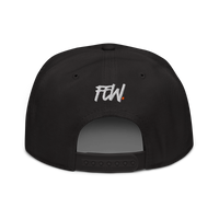 Few. bitcoin snapback hat in Black, back view.