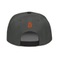 Back view of a charcoal grey and black bitcoin snapback hat.