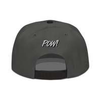 Back view of a charcoal grey and black bitcoin snapback hat.