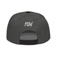 Back view of a charcoal grey and black bitcoin snapback hat.
