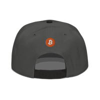 Black Einundzwanzig Bitcoin snapback hat with flat visor and grey under visor