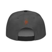 Sats Symbol bitcoin snapback hat in Black / Charcoal gray / Charcoal gray, back view.