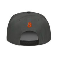 Emergency Exit bitcoin snapback hat in Black / Charcoal gray / Charcoal gray, back view.