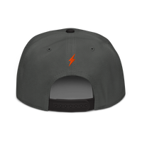 Lightning bitcoin snapback hat in Black / Charcoal gray / Charcoal gray, back view.