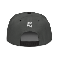 Infinity / 21M bitcoin snapback hat in Black / Charcoal gray / Charcoal gray, back view.