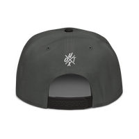 UTXO bitcoin snapback hat in Black / Charcoal gray / Charcoal gray, back view.